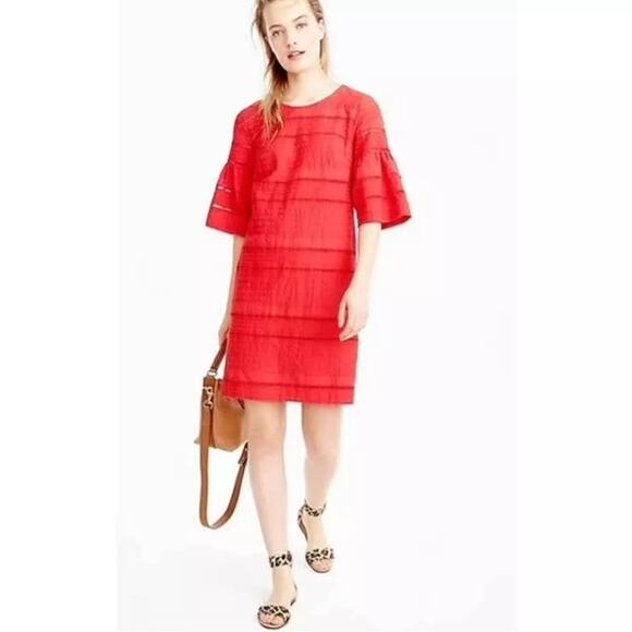 J. Crew Flutter Sleeve Eyelet Shift Dress Sz 14 NWT - Picture 3 of 10
